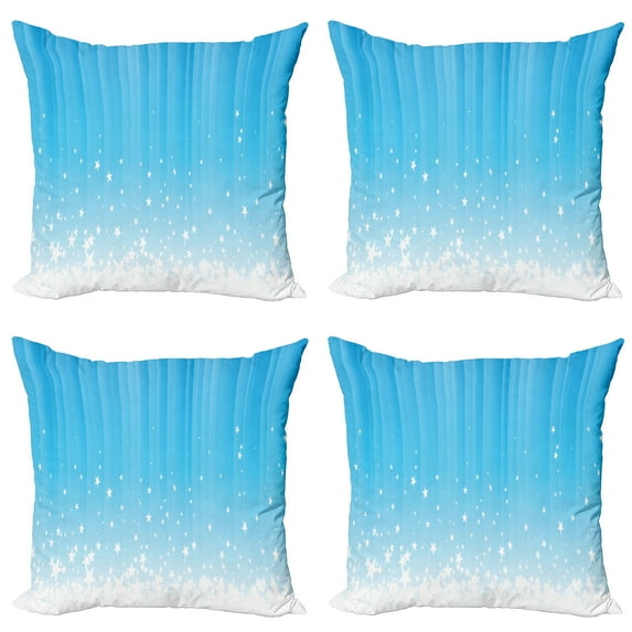 Ambesonne Abstract Throw Pillow Cover 4 Pack, Star Vibrant Celestial, 16", Sky Blue White