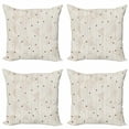 thumbnail image 1 of Ambesonne Abstract Throw Pillow Cover 4 Pack, Swirls Pattern Circles, 24", Pale Grey Eggshell, 1 of 2