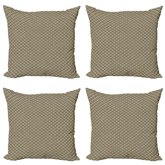 Ambesonne Abstract Throw Pillow Cover 4 Pack, Symmetric Sharp Art Deco, 24", Beige and Dark Brown