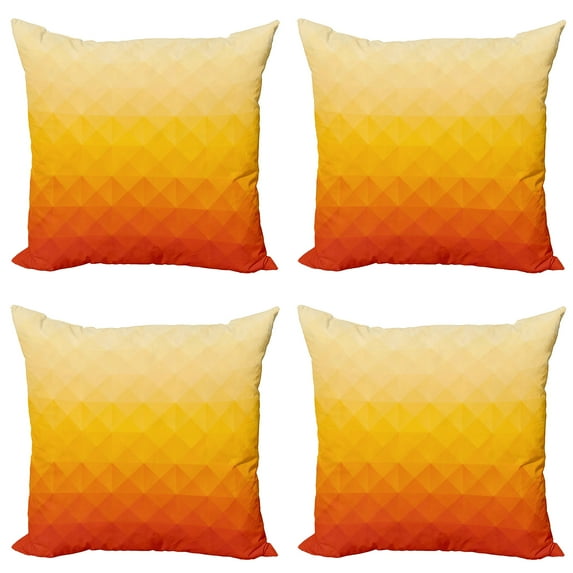 Ambesonne Abstract Throw Pillow Cover 4 Pack, Triangle Mosaic Poly, 20", Red Vermilion Marigold