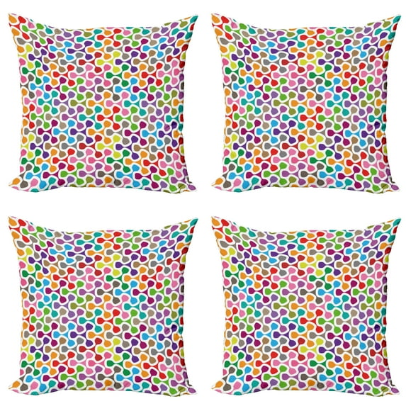 Ambesonne Abstract Throw Pillow Cover 4 Pack, Trippy Colored, 20", Multicolor