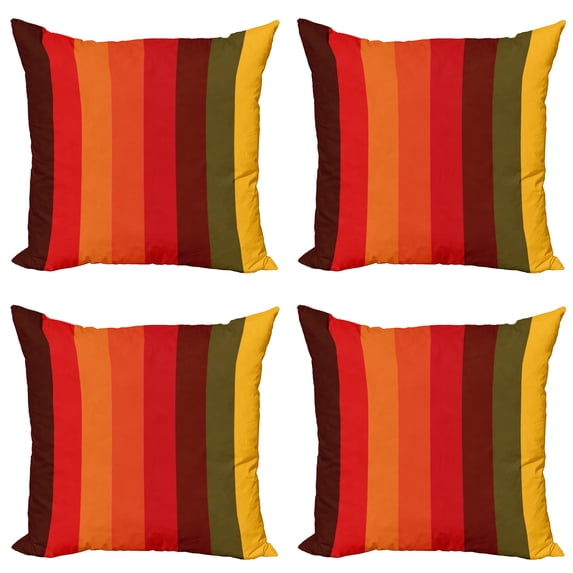 Ambesonne Abstract Throw Pillow Cover 4 Pack, Vertical Striped, 16", Multicolor
