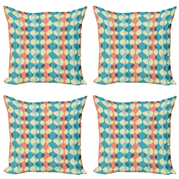 Ambesonne Abstract Throw Pillow Cover 4 Pack, Vintage Colors Fifties, 20", Multicolor