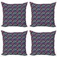 thumbnail image 1 of Ambesonne Abstract Throw Pillow Cover 4 Pack, Wavy Diagonal Look Stripes, 24", Multicolor, 1 of 2