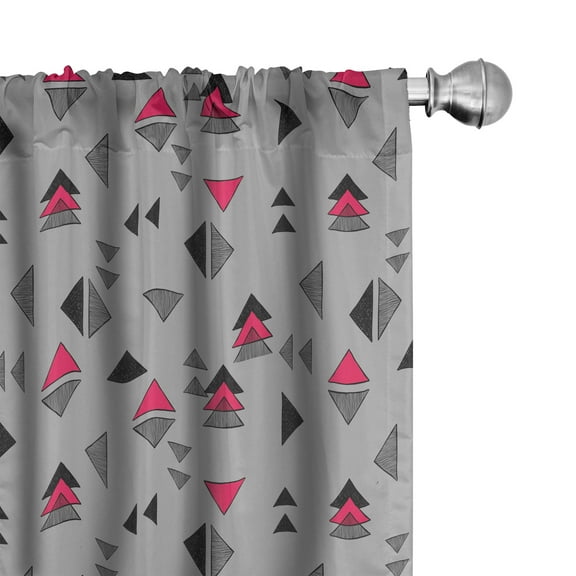 Ambesonne Abstract Triangle Curtains, Pastel Shapes, Pair of 28"x84", Grey Pink Charcoal Grey