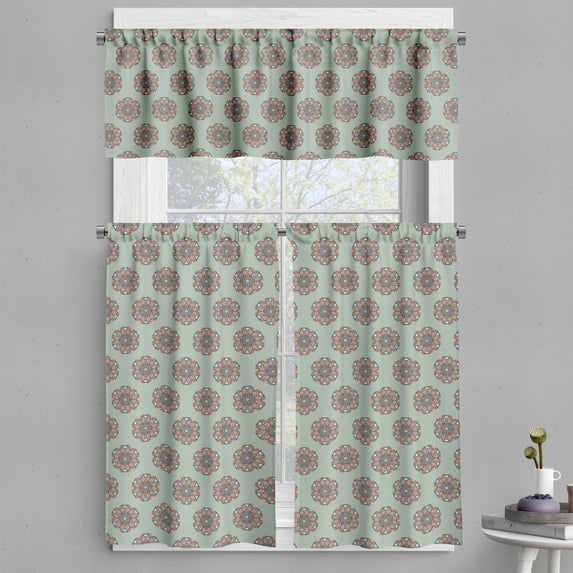 Ambesonne Abstract Valance & Curtain, Hexagon Effects, 55"x45", Multicolor