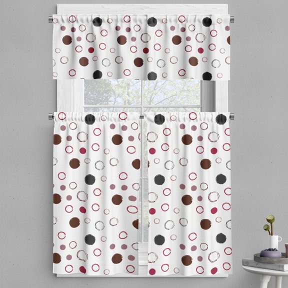 Ambesonne Abstract Valance & Curtain, Hollow Full Polka Dots, 55"x24", Chocolate and Dark Grey