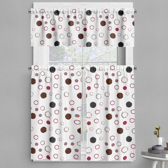Ambesonne Abstract Valance & Curtain, Hollow Full Polka Dots, 55"x45", Chocolate and Dark Grey