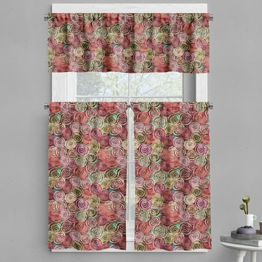 Ambesonne Abstract Valance & Curtain, Rose Flower Surreal, 55"x30", Multicolor