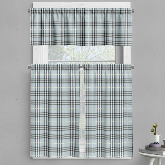 Ambesonne Abstract Valance & Curtain, Symmetry Fashion Image, 55"x45", Pale Blue Grey