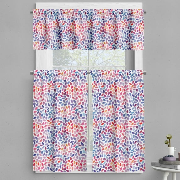 Ambesonne Abstract Valance & Curtain, Trippy Funky Sketchy, 55"x36", Multicolor
