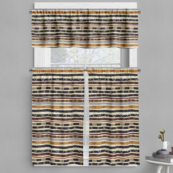 Ambesonne Abstract Valance & Curtain, Trippy Geometric, 55"x45", Multicolor