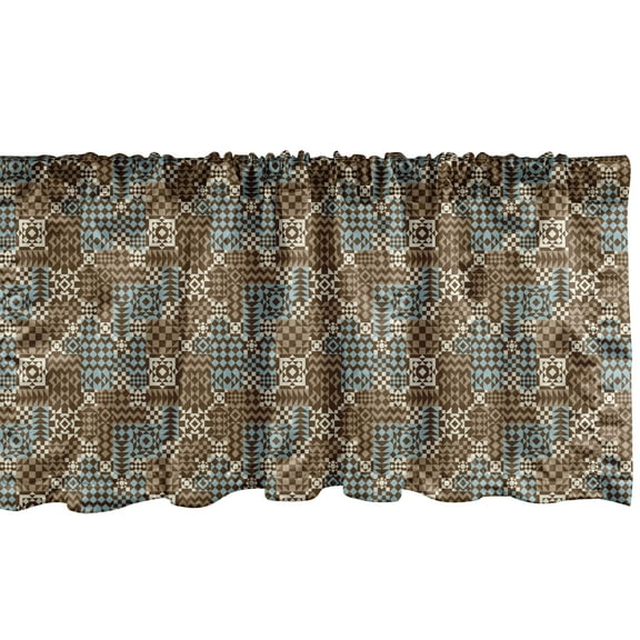 Ambesonne Abstract Valance Pack of 2, Autumn Tones Chaotic Style, 54"X12", Cocoa Slate Blue