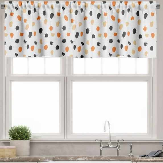 Ambesonne Abstract Valance Pack of 2, Brush Strokes Pastel Dots, 54"X12", Marigold Charcoal Grey