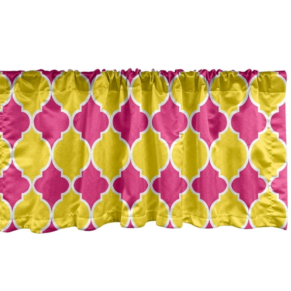 Ambesonne Abstract Valance Pack of 2, Colorful Modern Patterns, 42"X12", Yellow Hot Pink