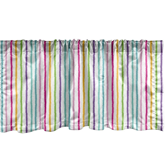 Ambesonne Abstract Valance Pack of 2, Colorful Rainbow Stripes, 42"X12", Multicolor