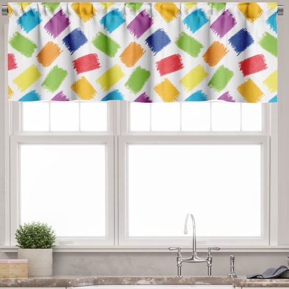 Ambesonne Abstract Valance Pack of 2, Crayon Scribbles, 54"X12", Multicolor