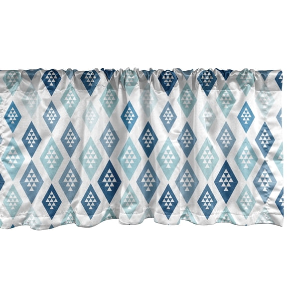 Ambesonne Abstract Valance Pack of 2, Diamond Shaped Triangles, 54"X12", Sea Blue Seafoam