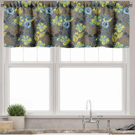 Ambesonne Abstract Valance Pack of 2, Flowers Circled Detail, 54"X18", Multicolor
