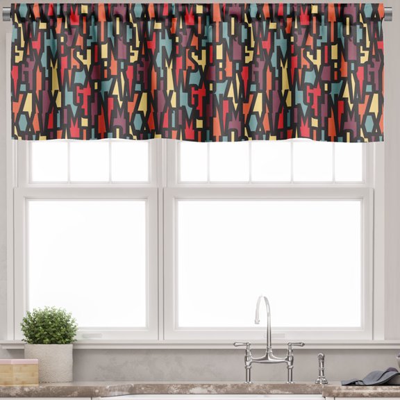 Ambesonne Abstract Valance Pack of 2, Fractal Funky Forms, 54"X12", Multicolor