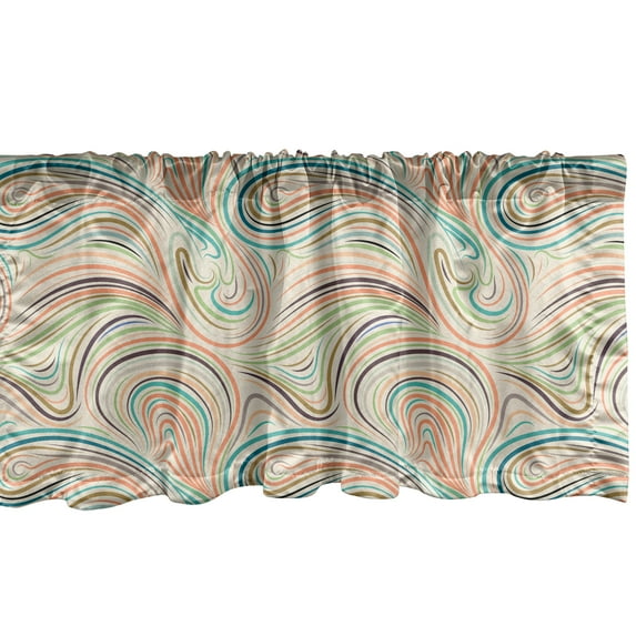 Ambesonne Abstract Valance Pack of 2, Groovy Wave Inspired Art, 42"X18", Multicolor