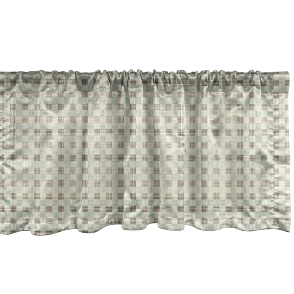 Ambesonne Abstract Valance Pack of 2, Grunge Checkered Design, 42"X12", Pale Teal Dark Taupe