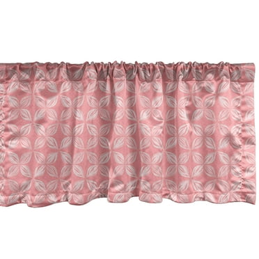 Ambesonne Abstract Valance Pack of 2, Leaves in Blossom Shapes, 54"X18", Pastel Pink Pale Pink