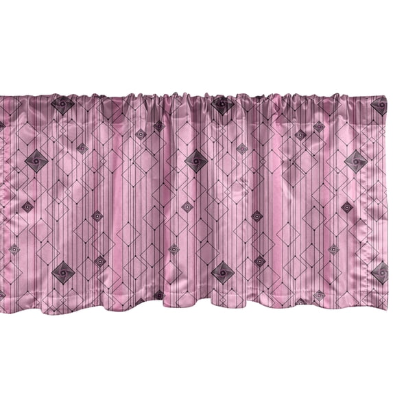 Ambesonne Abstract Valance Pack of 2, Modern Pink Geometric Art, 42"X12", Pink Charcoal Grey