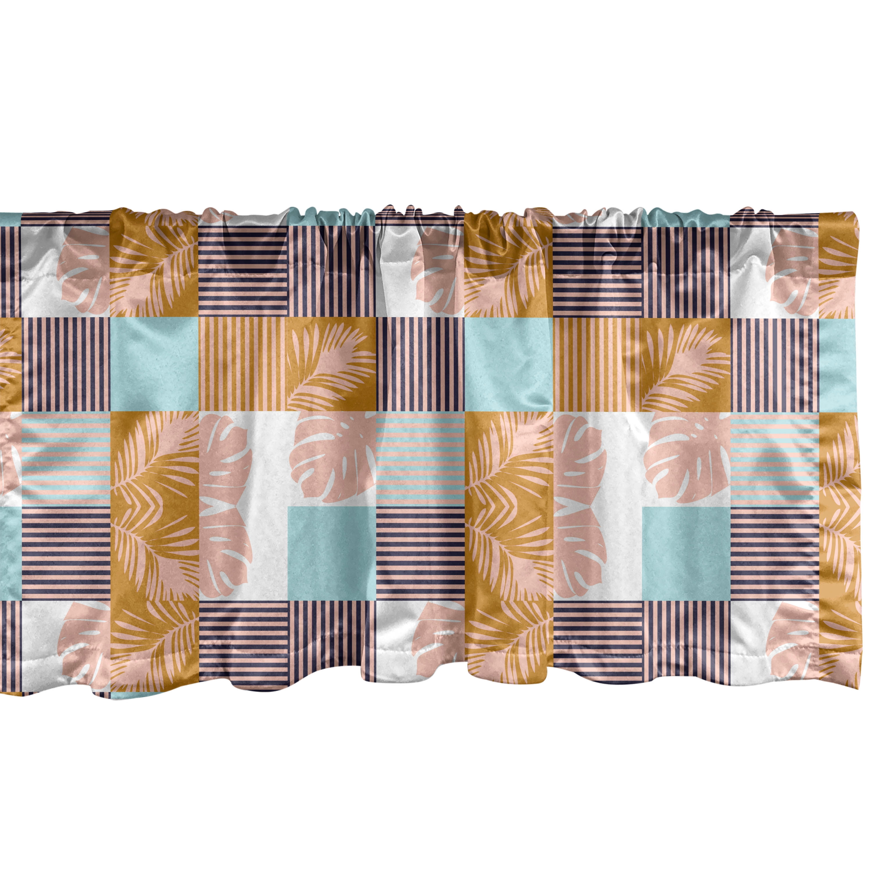 Multicolor Valance Ambesonne Abstract Valance Pack of 2, Palm Leaves and Stripes, 54