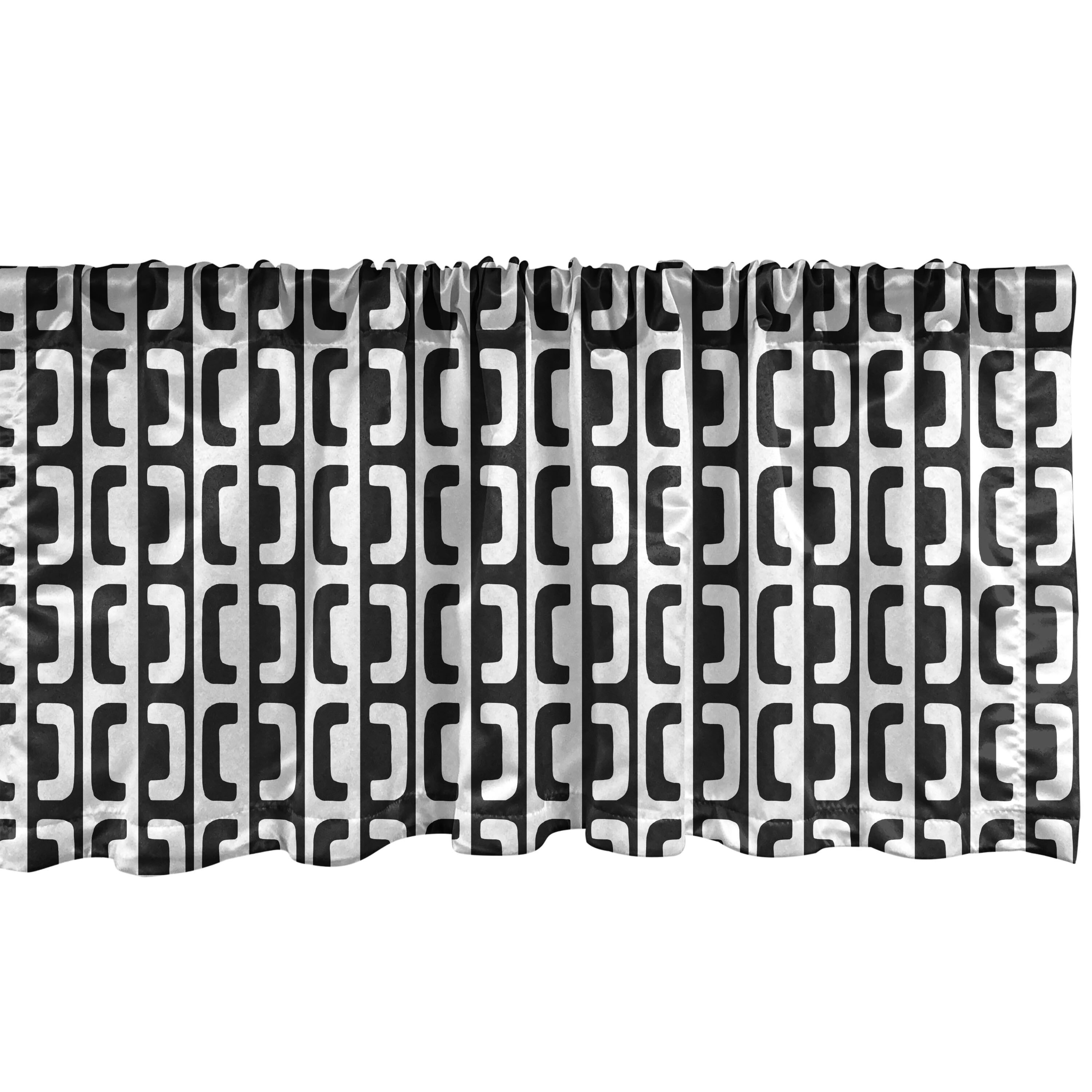Black and White Geometric Satin Valance Set