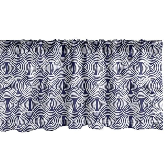 Ambesonne Abstract Valance Pack of 2, Spirals Vortex Graphic, 42"X12", Indigo and White