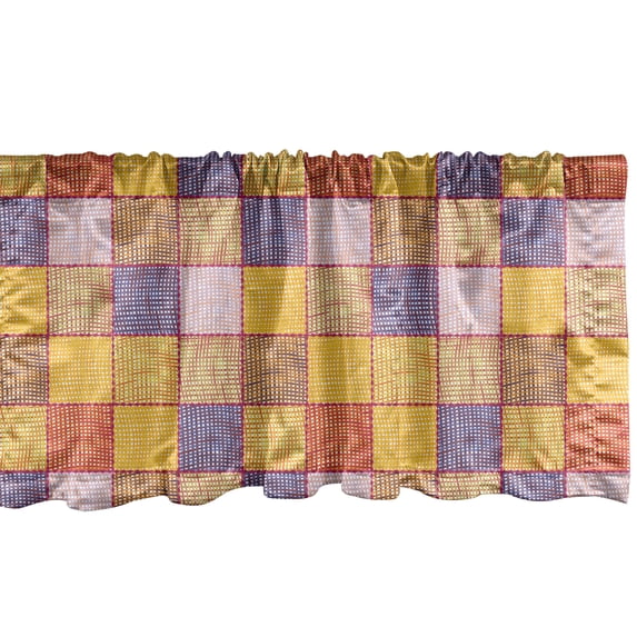 Ambesonne Abstract Valance Pack of 2, Square Stripes Overlapping, 42"X18", Multicolor