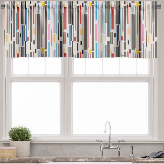 Ambesonne Abstract Valance Pack of 2, Pop Vibe Color Stripes, 42"X18", Multicolor