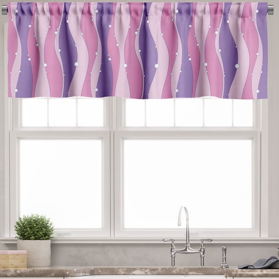 Ambesonne Abstract Valance Pack of 2, Vertical Wavy Lines Art, 42"X12", Pale Pink Pale Pink