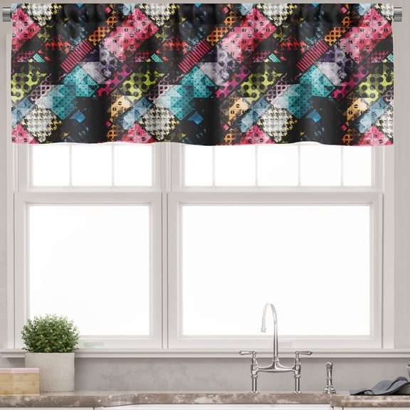 Ambesonne Abstract Valance Pack of 2, Vibrant Traditional, 42"X12", Multicolor