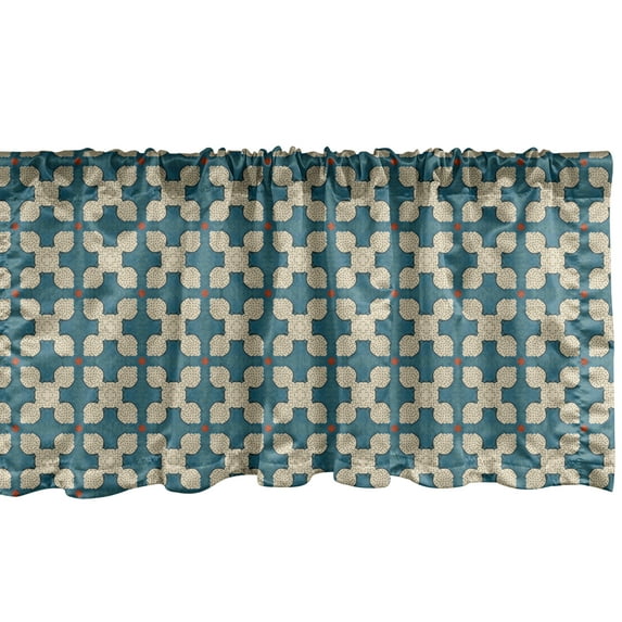 Ambesonne Abstract Valance Pack of 2, Vintage Influenced Motifs, 42"X18", Petrol Blue Beige
