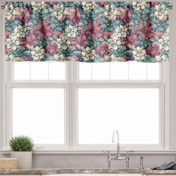 Ambesonne Abstract Valance Pack of 2, Vintage Summer Romantic, 54"X18", Multicolor