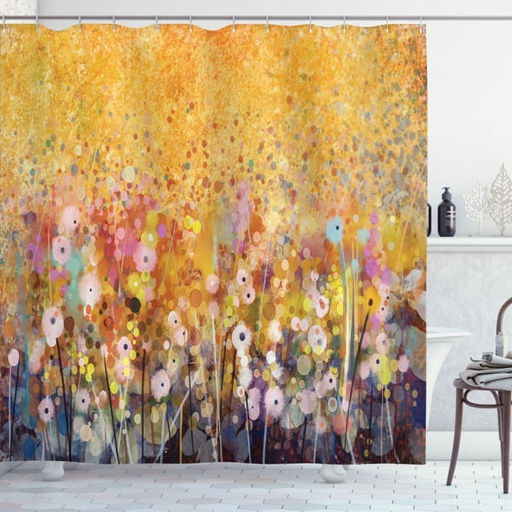 Ambesonne Abstract Watercolor Shower Curtain, Blurred Floral, 69"Wx84"L, Multicolor