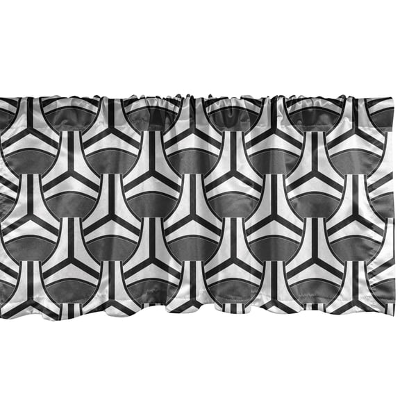 Ambesonne Abstract Window Valance, Achromatic Ovals Stripes, 54" X 12", Charcoal Grey White