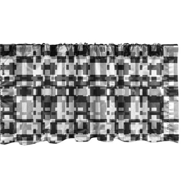 Ambesonne Abstract Window Valance, Asymmetric Greyscale, 54" X 18", Black Grey White