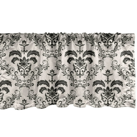 Ambesonne Abstract Window Valance, Bicolored Floral Damask Inspired Ivy Botany Style Swirls Illustration, Curtain Valance for Kitchen Bedroom Decor with Rod Pocket, 54" X 18", Champagne Dark Taupe
