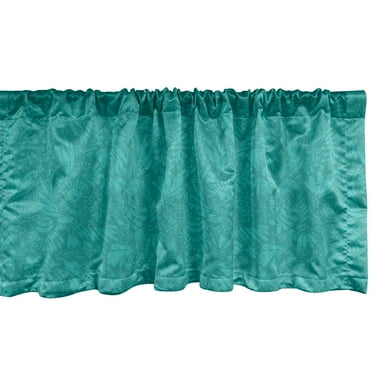 Ambesonne Abstract Window Valance, Bluish Botanical Motifs, 54" X 18", Dark Seafoam and Teal