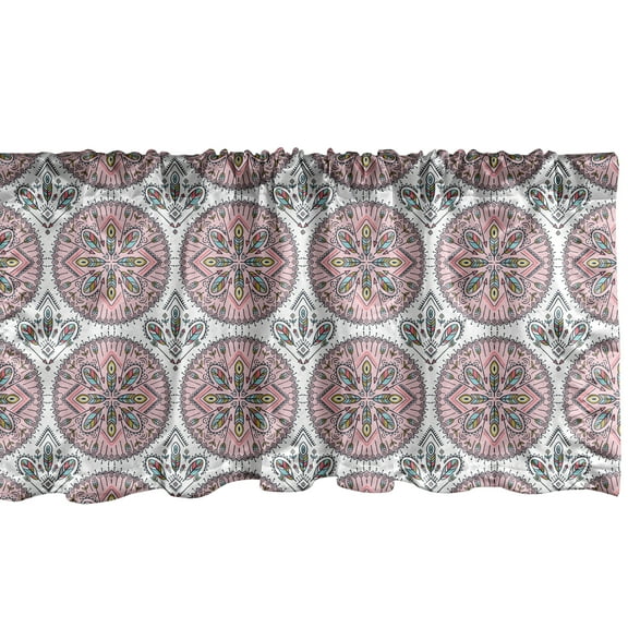 Ambesonne Abstract Window Valance, Boho Style Medallion Art, 54" X 18", Rose and Multicolor