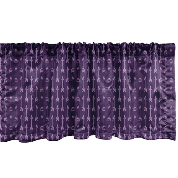Ambesonne Abstract Window Valance, Boho Symmetric Object Art, 42" x 18", Dark Purple Pale Lilac