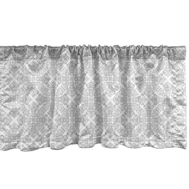 Ambesonne Abstract Window Valance, Botanical Twigs Damask, 54" X 18", White and Charcoal Grey