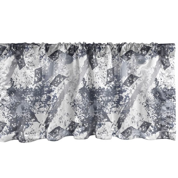 Ambesonne Abstract Window Valance, Brush Strokes Grungy Art, 42" x 12", Purpleblue Pale Grey