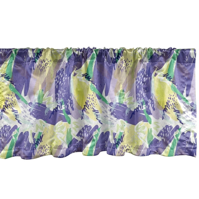 Ambesonne Abstract Window Valance, Brushstroke Pastel Colors, 42" x 18", Blue Violet and Pale Green