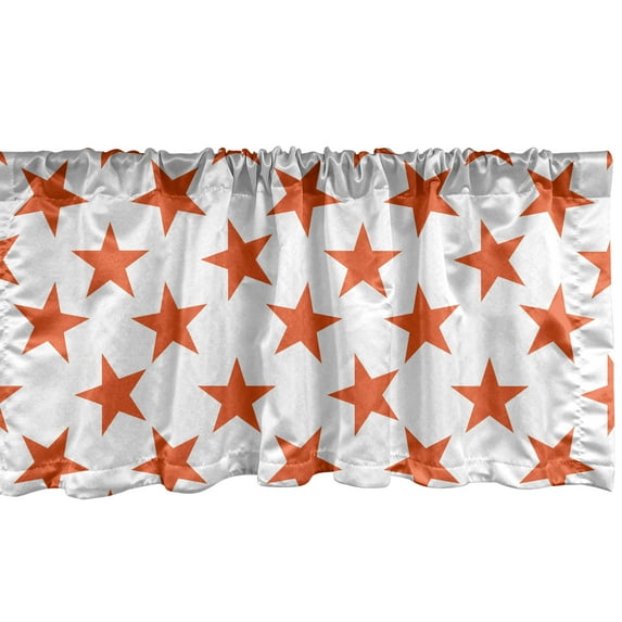 Ambesonne Abstract Window Valance, Burnt Orange Star Shapes, 42" x 12", Burnt Orange White