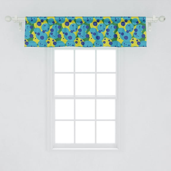 Ambesonne Abstract Window Valance, Circles Ovals Rounded Wobbly Geometrical Points Vintage Bubbly Boho Illustration, Curtain Valance for Kitchen Bedroom Decor with Rod Pocket, 54" X 12", Multicolor