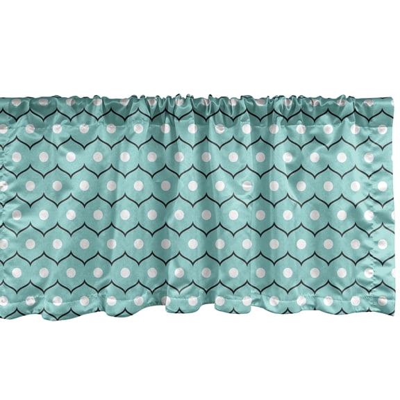 Ambesonne Abstract Window Valance, Circles and Stripes, 54" X 12", Seafoam Black White
